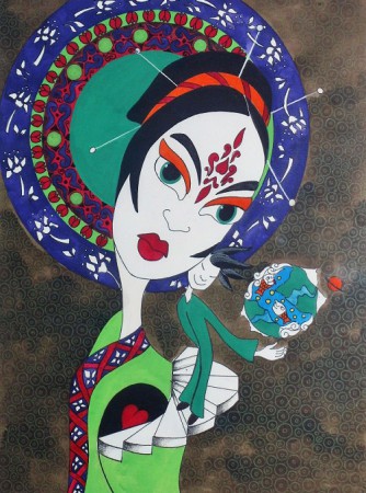 Porcelaine de Chine - 24x32 cm / 30x40 cm avec sous-verre - gouache